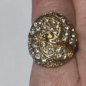 Gold-Tone and Silver Crystals Big ol Ring prob size 9+